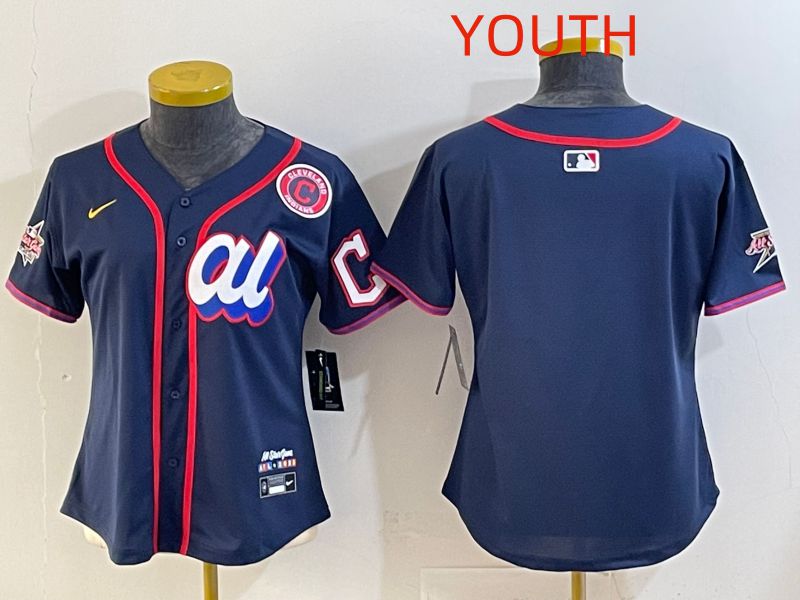 Youth 2025 Cleveland Indians Blank Drak Blue All star Nike MLB Jersey style 02->youth mlb jersey->Youth Jersey